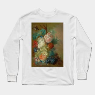 Still Life Of Peonies, A Cock's Comb And Morning Glories by Jan van Os Long Sleeve T-Shirt